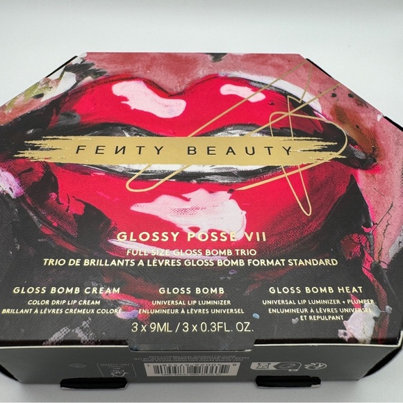 Fenty Gift Set Glossy Posse IV 3x Full Size .3oz Gloss Bomb Trio Heat Cream - Picture 11 of 12